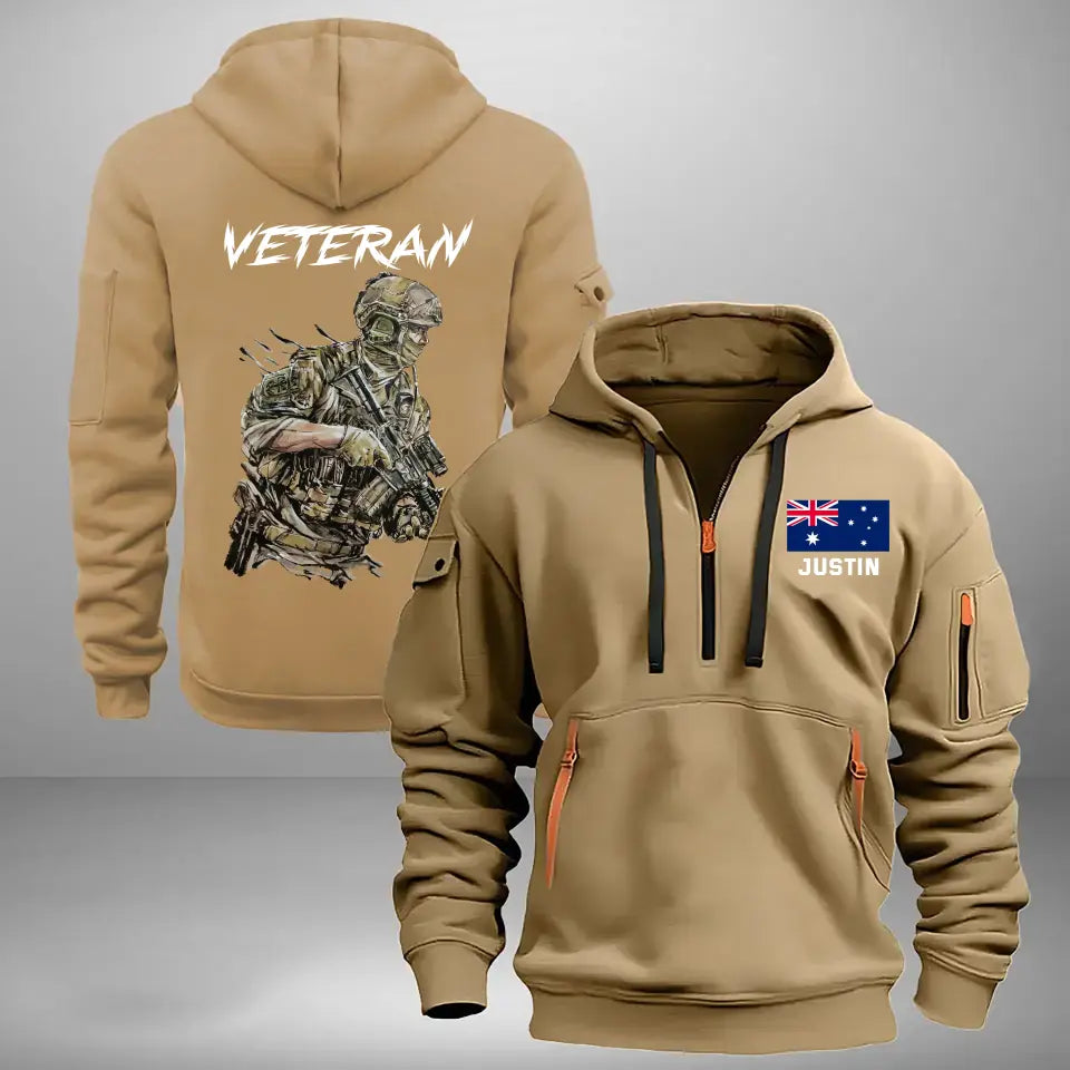 Personalized Australian Veteran Custom Name Quarter Zip Hoodie 2D Printed KVH241133