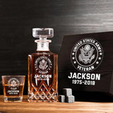 Personalized US Army Veteran Logo Custom Name & ID Decanter Set with Glasses Printed AHHN241117