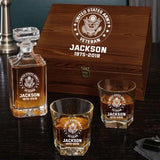 Personalized US Army Veteran Logo Custom Name & ID Decanter Set with Glasses Printed AHHN241117