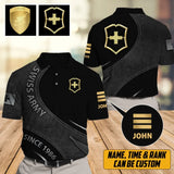 Personalized Swiss Veteran Branch Logo Custom Rank Gold, Name & Time Polo Shirt Printed AHVA241142