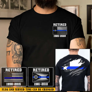 Personalized US State Flag Retired US Police Custom Service Time T-shirt Printed KVH241151
