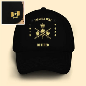 Personalized Canadian Veteran Branch Logo Custom Time & Name Black Cap Printed QTVQ241152