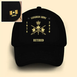 Personalized Canadian Veteran Branch Logo Custom Time & Name Black Cap Printed QTVQ241152