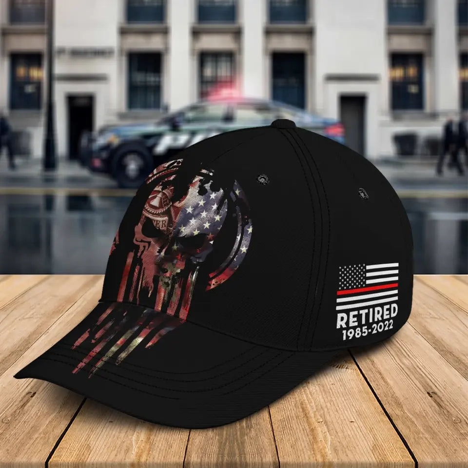 Personalized US Punisher Skull Retired US Firefighter Custom Time Cap 3D Printed QTKH241143
