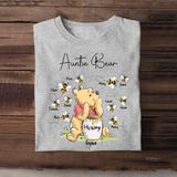 Personalized Auntie or Grandma Bear with Bees & Kid Names T-shirt Printed HN241153