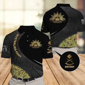 Personalized Australian Veteran Branch Logo Rank Gold Custom Name & Time Polo Shirt Printed AHVQ241144