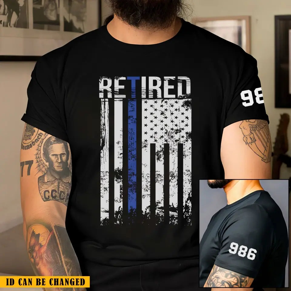 Personalized Retired US Police Custom ID T-shirt Printed KVH241175