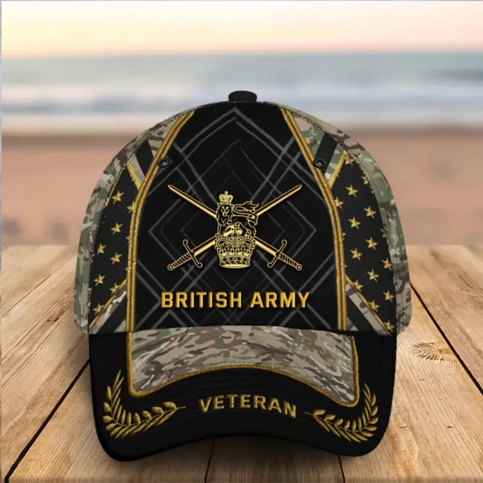 Personalized UK Army Logo UK Veteran Camo 3D Cap Printed AHVQ24995