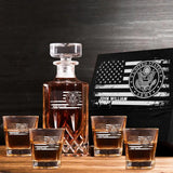 Personalized US Veteran Name with Branch Logo 
Decanter Set With Glasses Printed KVH241183