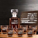 Personalized US Veteran Name with Branch Logo 
Decanter Set With Glasses Printed KVH241183