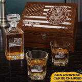 Personalized US Veteran Name with Branch Logo 
Decanter Set With Glasses Printed KVH241183