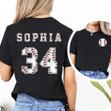 Personalized Baseball Player Custom Name & Number Woman T-shirt Printed LVA241190