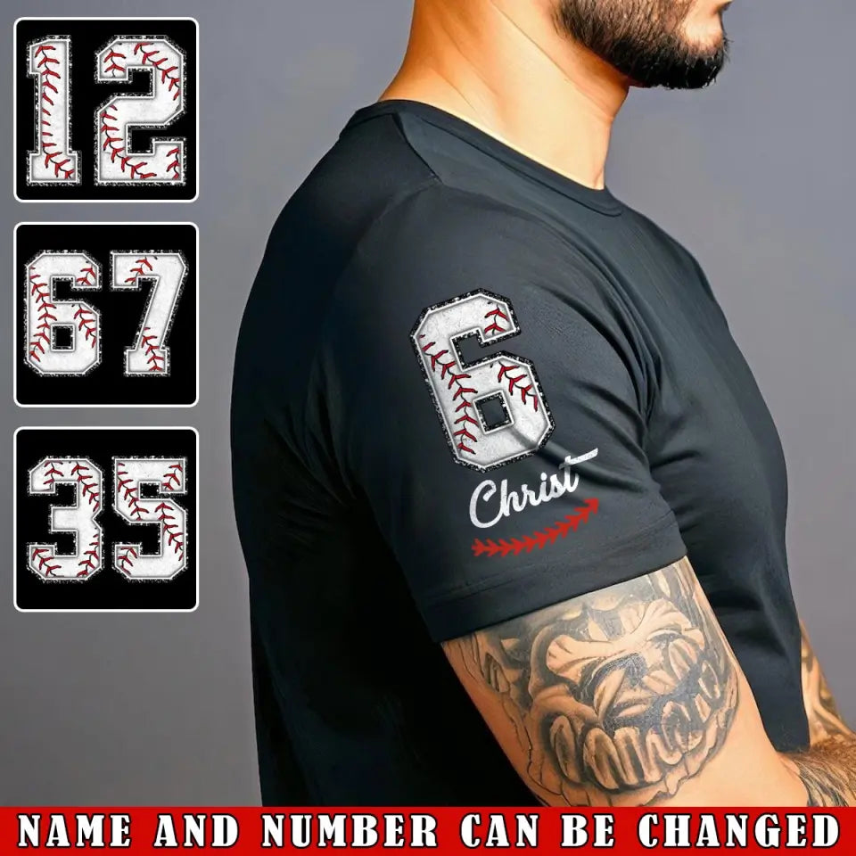 Personalized Baseball Player Custom Name & ID T-shirt Printed LVA241181