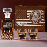 Personalized US Veteran Name with Branch Logo 
Decanter Set With Glasses Printed KVH241183