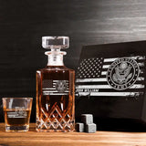 Personalized US Veteran Name with Branch Logo 
Decanter Set With Glasses Printed KVH241183