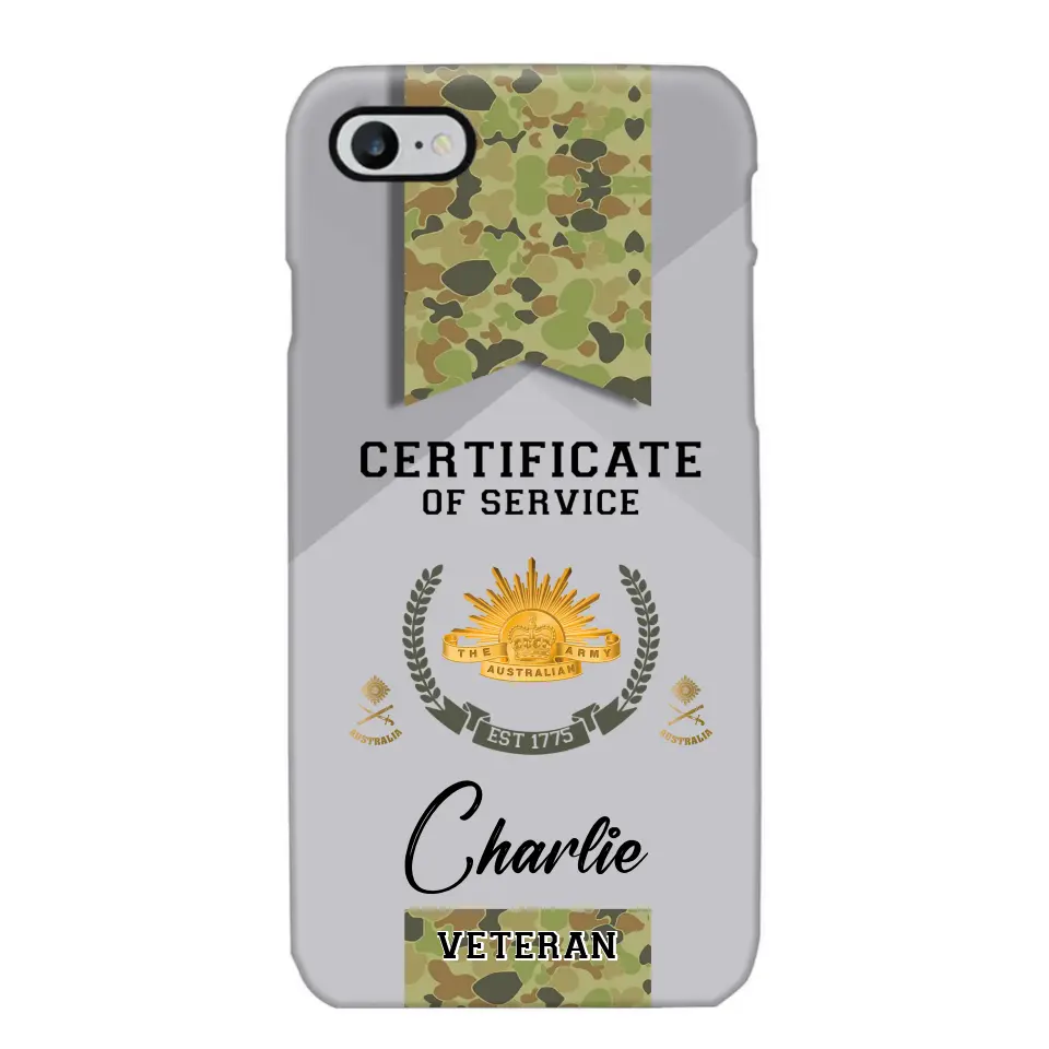 Personalized Australian Veteran Logo Custom Name & Rank Gold Phonecase Printed AHHN241185