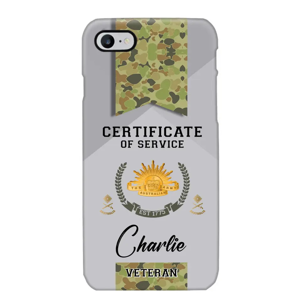 Personalized Australian Veteran Logo Custom Name & Rank Gold Phonecase Printed AHHN241185