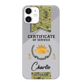 Personalized Australian Veteran Logo Custom Name & Rank Gold Phonecase Printed AHHN241185