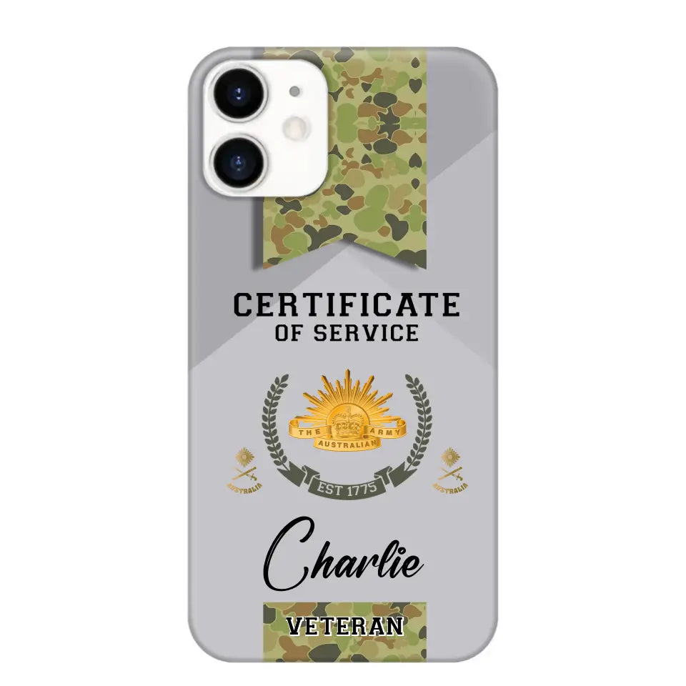 Personalized Australian Veteran Logo Custom Name & Rank Gold Phonecase Printed AHHN241185