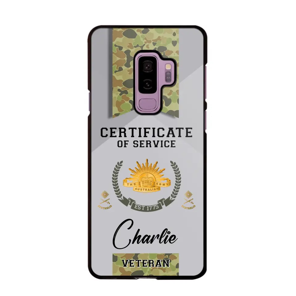 Personalized Australian Veteran Logo Custom Name & Rank Gold Phonecase Printed AHHN241185