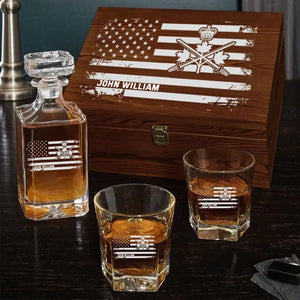 Personalized Canadian Veteran Logo Custom Name Decanter Set with Glasses Printed KVH241183