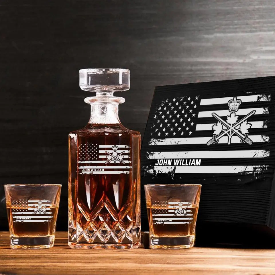 Personalized Canadian Veteran Logo Custom Name Decanter Set with Glasses Printed KVH241183