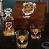 Personalized US Veteran US Branch Logo Custom Name & Time Decanter Set with Glasses Printed AHVQ241192