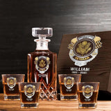 Personalized US Veteran US Branch Logo Custom Name & Time Decanter Set with Glasses Printed AHVQ241192