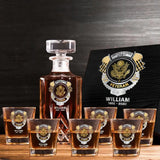 Personalized US Veteran US Branch Logo Custom Name & Time Decanter Set with Glasses Printed AHVQ241192