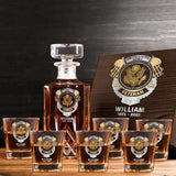 Personalized US Veteran US Branch Logo Custom Name & Time Decanter Set with Glasses Printed AHVQ241192