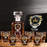Personalized Canadian Veteran Branch Logo Custom Name & Time Decanter Set with Glasses Printed AHVQ241192