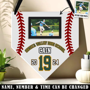 Personalized Upload Your Photo Baseball Player Custom Name & ID Number Wooden Sign QTVA241195