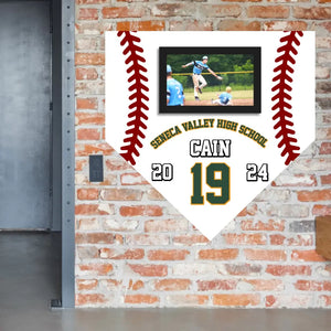 Personalized Upload Your Photo Baseball Player Custom Name & ID Number Wooden Sign QTVA241195