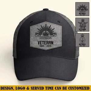 Personalized Australian Veteran Logo Custom Service Time Cap Printed VQ241199