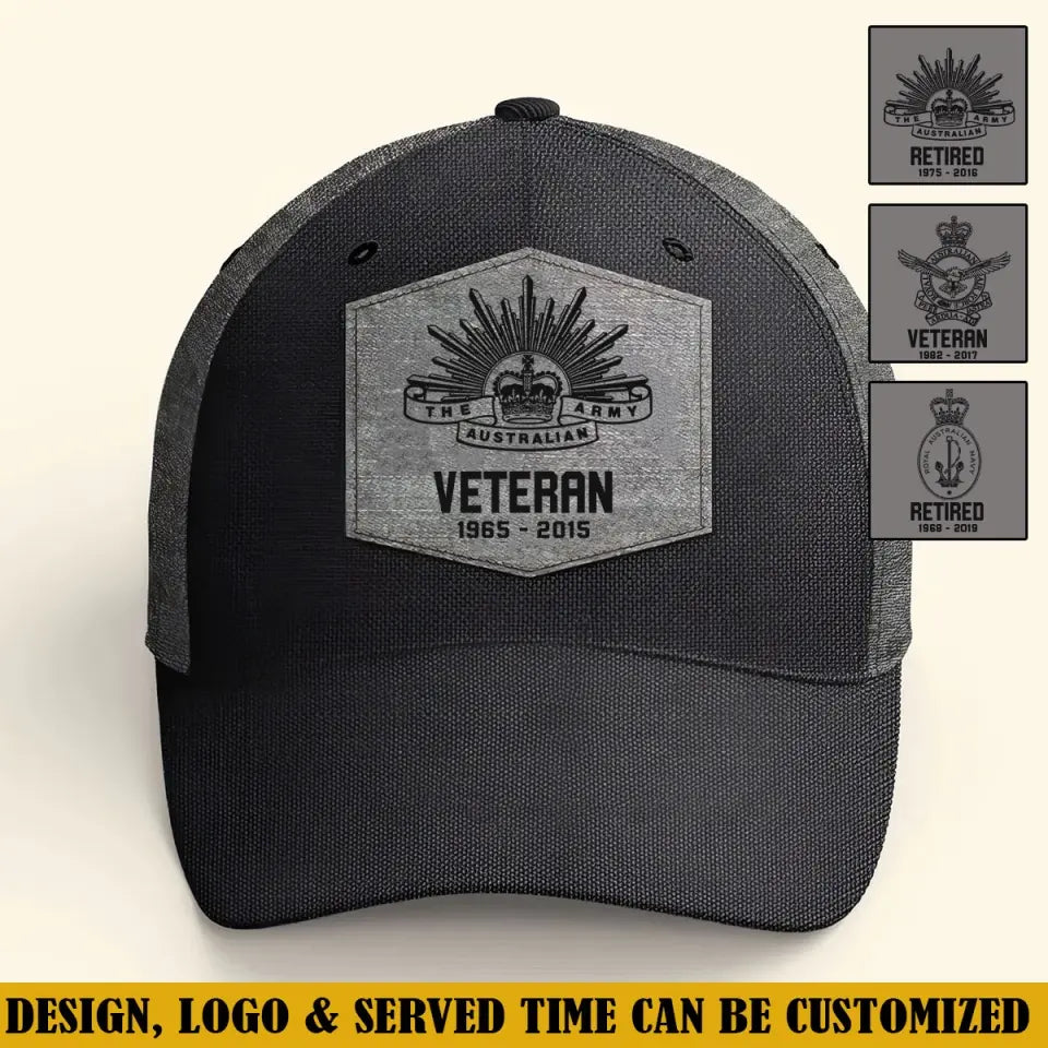 Personalized Australian Veteran Logo Custom Service Time Cap Printed VQ241199