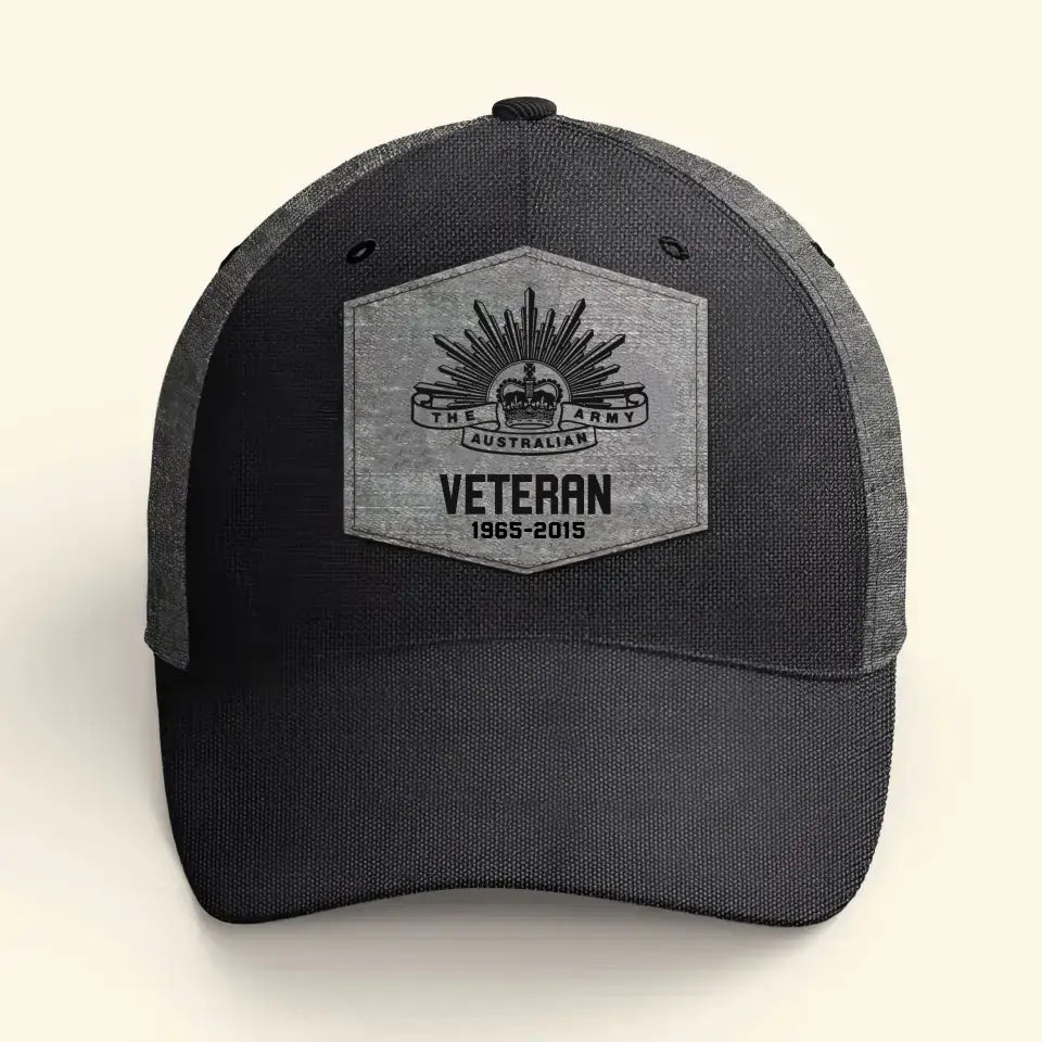 Personalized Australian Veteran Logo Custom Service Time Cap Printed VQ241199