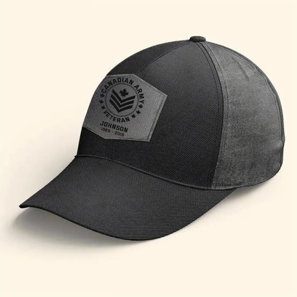 Personalized Canadian Veteran Logo Custom Rank, Name & Service Time Cap Printed VQ241199