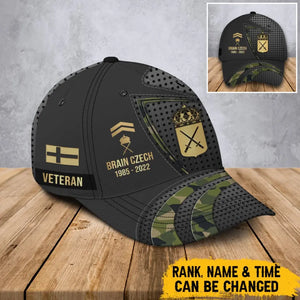 Personalized Swedish Veteran Rank Gold Custom Name & Time Cap 3D Printed AHVA241205
