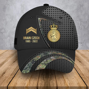 Personalized Netherland Veteran Rank Gold Custom Name & Time Cap 3D Printed AHVA241205