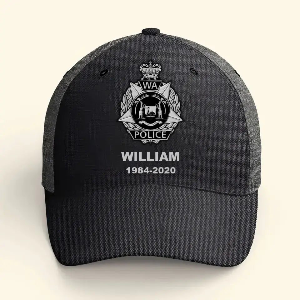 Personalized Australian Police Branch Logo Custom Name & Service Time Cap Printed VQ241204