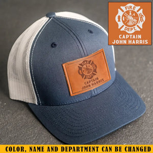 Personalized Firefighter Logo Custom Name Leather Patch Hat Printed KVH241207