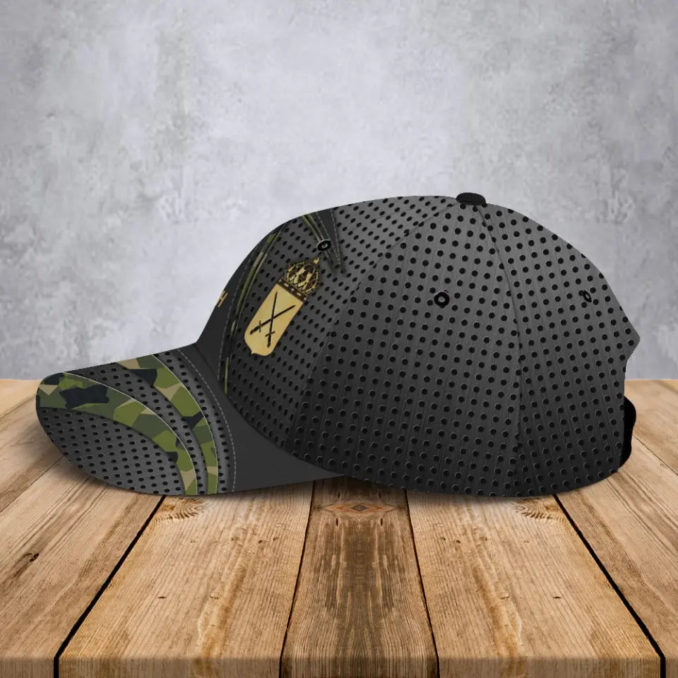 Personalized Swedish Veteran Rank Gold Custom Name & Time Cap 3D Printed AHVA241205