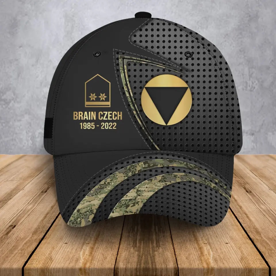 Personalized Austrian Veteran Rank Gold Custom Name & Time Cap 3D Printed AHVA241205