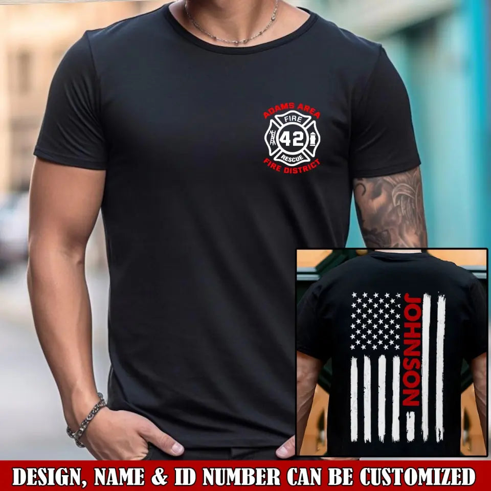 Personalized US Firefighter Custom Name, ID & Department T-shirt Printed QTKH241209