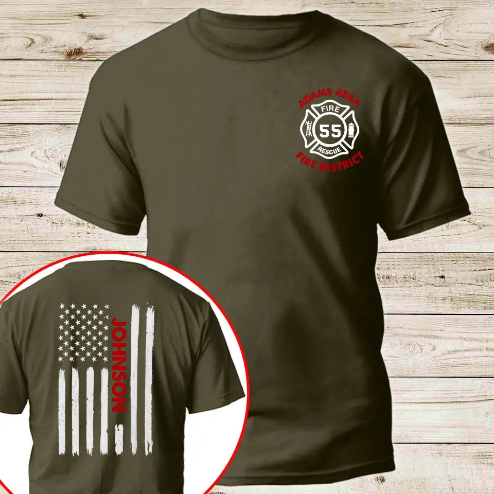 Personalized US Firefighter Custom Name, ID & Department T-shirt Printed QTKH241209