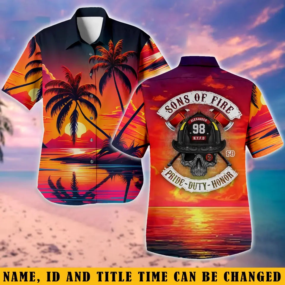 Personalized Sons Of Fire Pride Duty Honor Firefighter Hawaii Shirt Printed AHVA241211