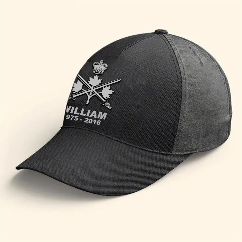 Personalized Canadian Veteran Branch Logo Custom Name & Time Cap 3D Printed VQ241216