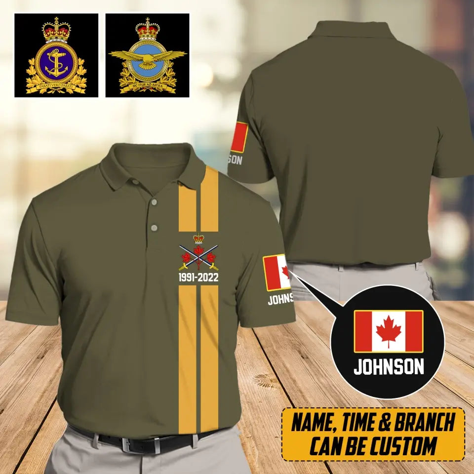 Personalized Canadian Veteran Logo Custom Name & Time Polo Shirt Printed QTVA241214