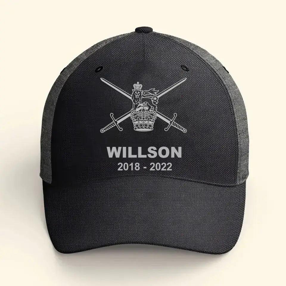 Personalized UK Veteran Branch Logo Custom Name & Time Cap 3D Printed VQ241216