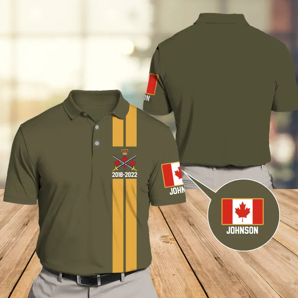 Personalized Canadian Veteran Logo Custom Name & Time Polo Shirt Printed QTVA241214